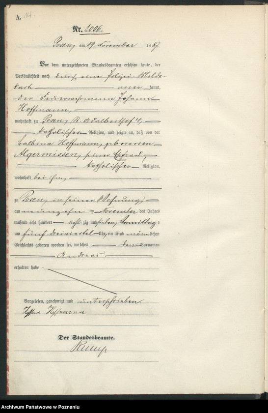 Obraz 17 z jednostki "Księga urodzeń t. V"