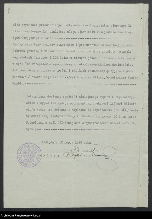 Obraz 10 z jednostki "Jakub Moszek Miller, Sucher Lajb Miller- wyrób i sprzedaż towarów włókienniczych"