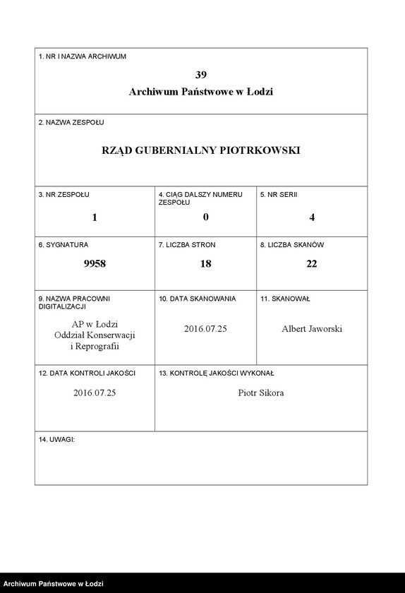 Obraz 1 z jednostki "O postr[ojke] Èdmundom˝ Grau v˝ Lodzi po ulicě Passaž˝ Šul´ca pod˝ N 78/121-1577-1578, kam[ennyh] 1no èt[ažnyh] zdanìj: mehaničeskoj prâdil´ni i mašinnago pokoev˝, dvuh˝ saraev˝, kontory, konûšni, othožih˝ měst˝ i dymovoj truby"