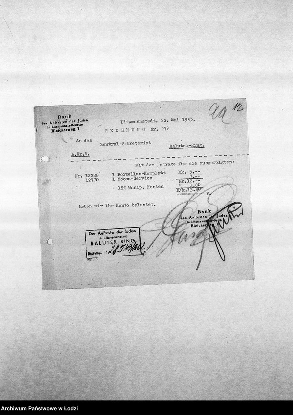 Obraz 15 z jednostki "[Korespondencja PSŻ z wydziałami i resortami getta w różnych sprawach]"