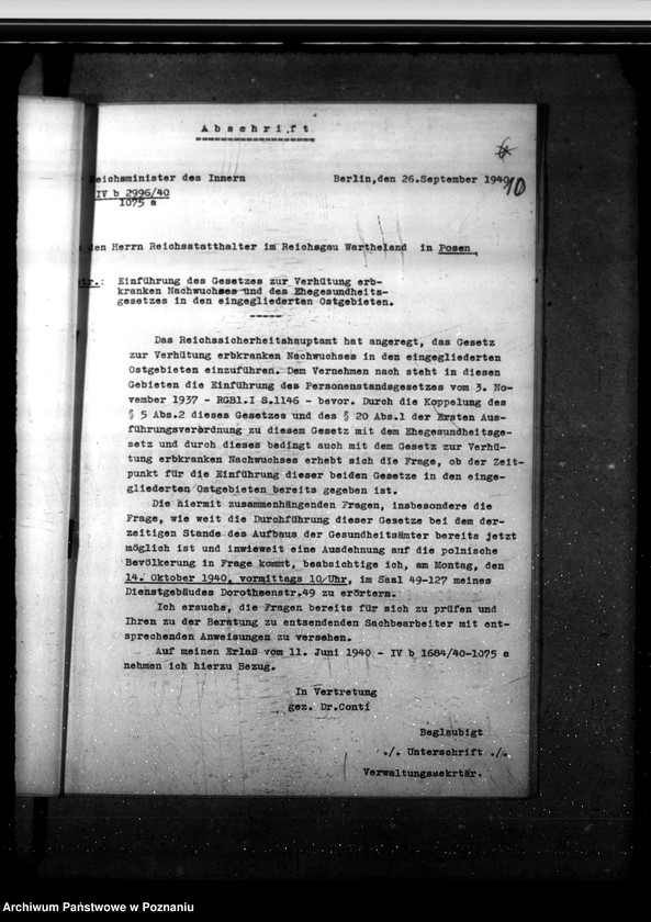 Obraz 13 z jednostki "Gesetz zur Verhütung erkrankten Zackwuchses"