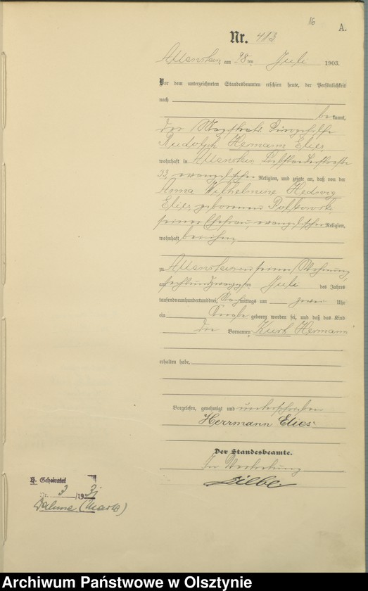 image.from.unit.number "Geburts-Haupt-Register Tom II,Nr 400 - 765"