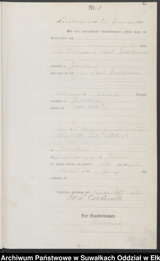 image.from.unit.number "Sterbe-Haupt-Register des Königlich Preussischen Standes-Amtes Forstrevier Nicolaiken Kreis Sensburg für das Jahr 1882[do 1884]"