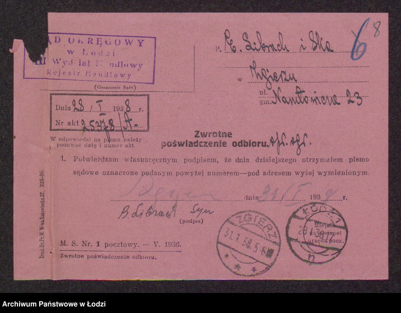 Obraz 10 z jednostki "Aszer Eliasz Librach, Ajzyk Librach, Szmul Lajb Librach, Berek Librach- wyrób i sprzedaż materiałów włókienniczych w Zgierzu"