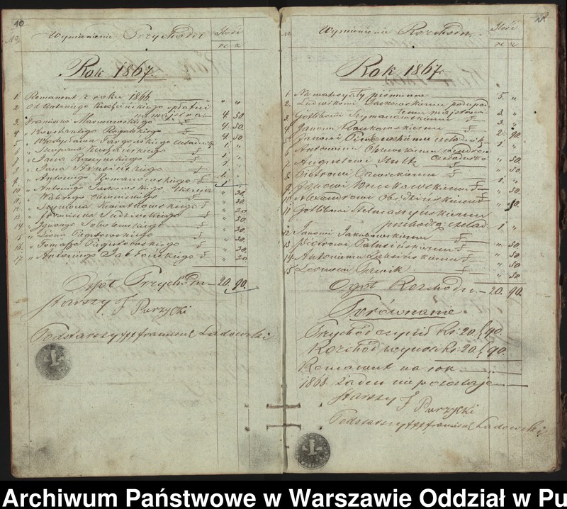 image.from.unit.number "Książka Przychodu i Rozchodu Funduszów Zgromadzenia Szewskiego w Pułtusku od roku 1862"