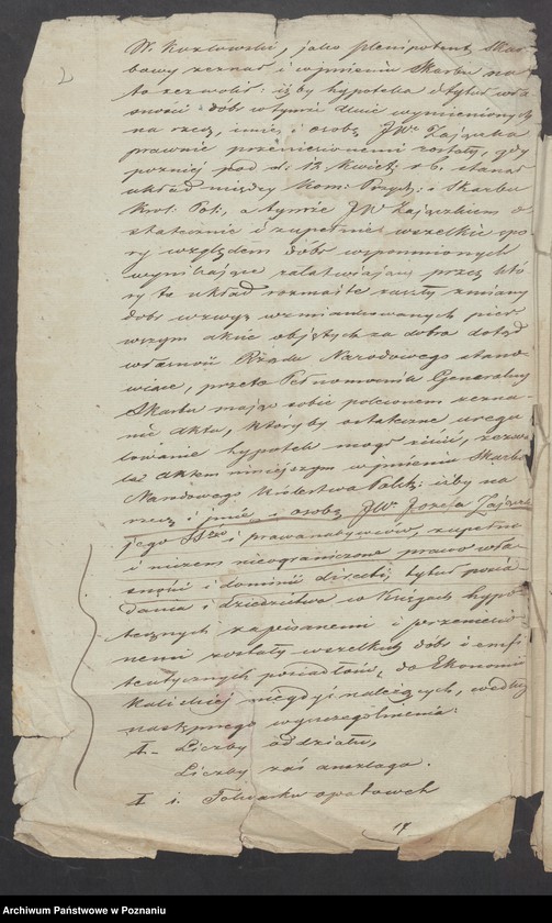 image.from.unit.number "Akta dotyczące testamentu gen. Józefa Zajączka [Kopie i odpisy akt hipotecznych i spadkowych Sekretariatu Stanu Księstwa Warszawskiego i Królestwa Polskiego, Komisji Przychodów i Skarbu oraz Trybunału Cywilnego w Warszawie, z lat 1811-1839, kopia testamentu gen. Zajączka, odpis akt hipotecznych starostwa stawiszyńskiego, korespondencja w sprawie ogłoszenia o sprzedaży dóbr Stawiszyn]"