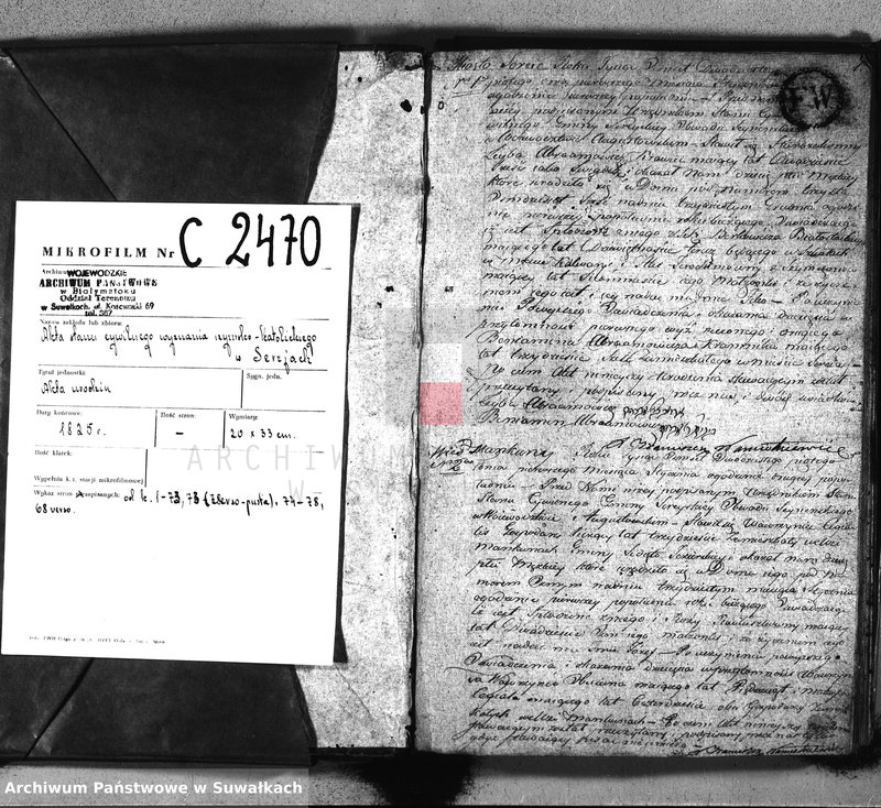 image.from.unit.number "Akta urzędnika stanu cywilnego gminy i parafij sereyskiey urodzonych od dnia 1-go stycznia 1825 do ostatniego grudnia tegoż roku"