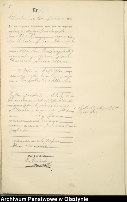 image.from.unit.number "Sterbe-Haupt-Register Tom I, Nr 1 - 425"