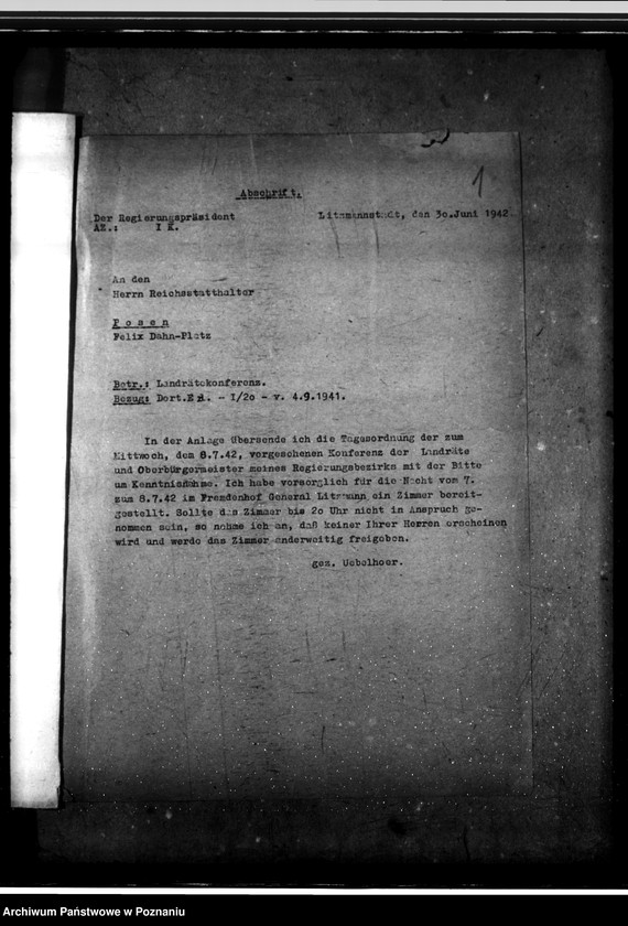 Obraz 5 z jednostki "Konferencje z landratami - korespondencja, porządki obrad"