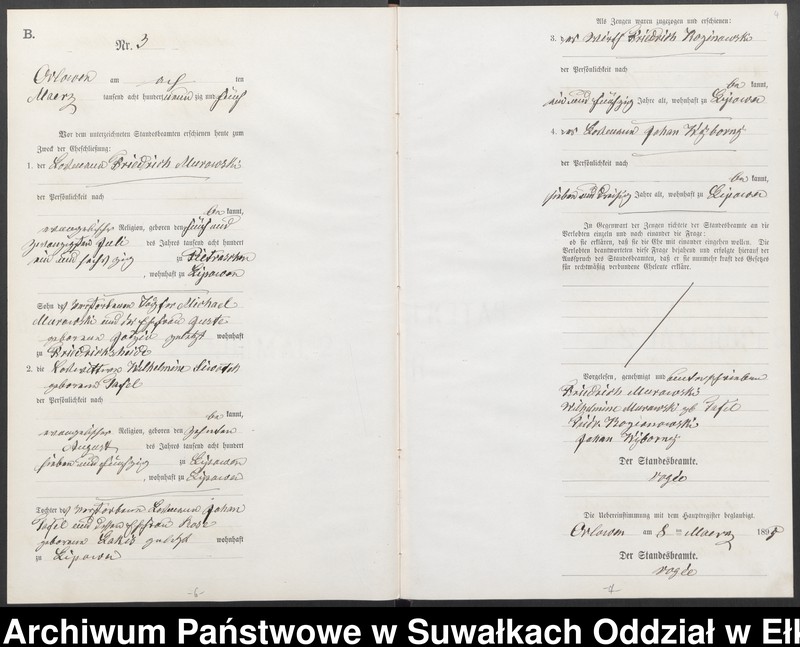 image.from.unit.number "Heiraths-Neben-Register des Preussischen Standes-Amtes Orlowen Kreis Loetzen für das Jahr 1895"