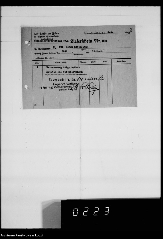 Obraz 13 z jednostki "Kürschnerei. [Zamówienia, rachunki i świadectwa dostaw]"