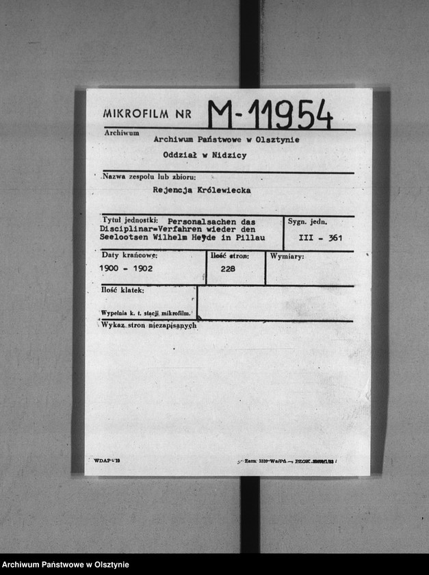 image.from.unit.number "Disciplinar-Verrfahren wieder den Seelootsen Wilhelm Heyde in Pillau"