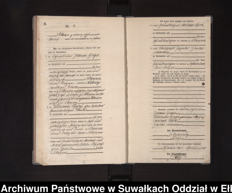 image.from.unit.number "Heiraths-Neben-Register des Königlichen Preussischen Standes-Amtes Orlen Kreis Loetzen"