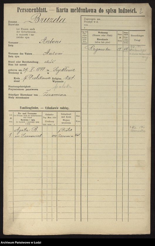 Obraz 4 z jednostki "[Spis ludności Łodzi] Bruzda - Brzeziner"