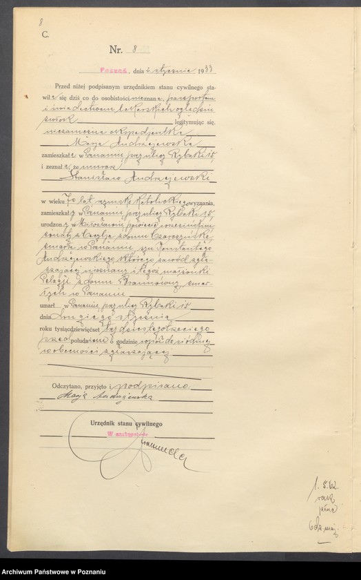 Obraz 10 z jednostki "Księga miejscowa zgonów tom I [Rejestr główny zgonów]"