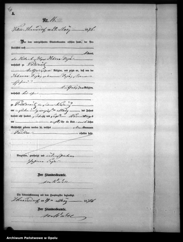 image.from.unit.number "Geburts-Neben-Register [1876 Woskowice Górne]"