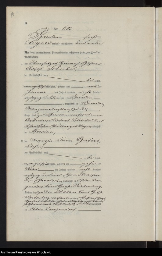 image.from.unit.number "Heiraths-Haupt-Register Breslau II 1909 Band 4"