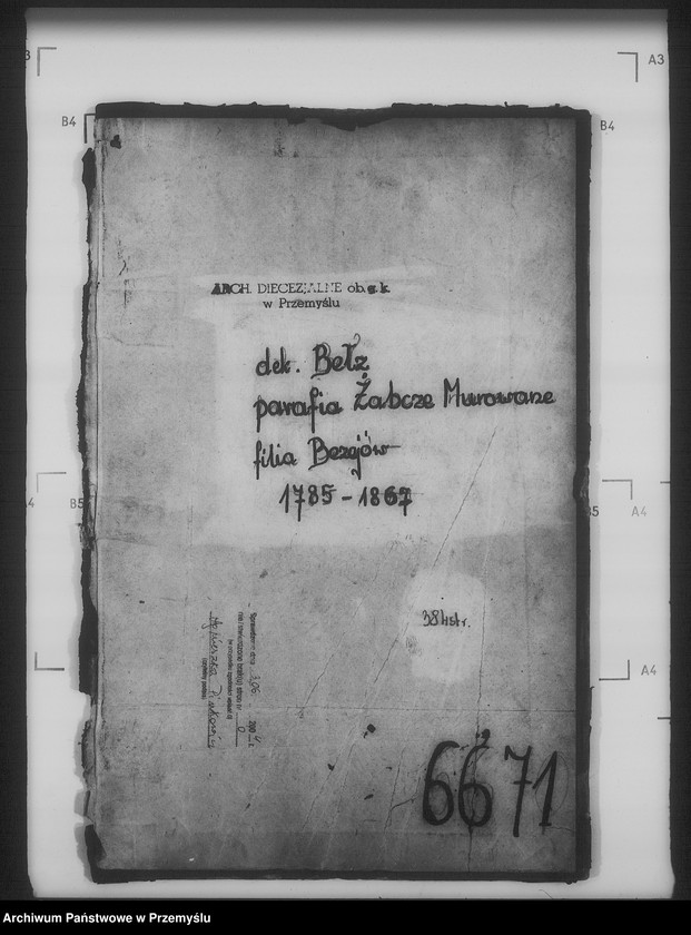 Obraz 4 z jednostki "[Kopie ksiąg metrykalnych parafii Żabcze Murowane z filią Bezejów (dekanat Bełz)]"