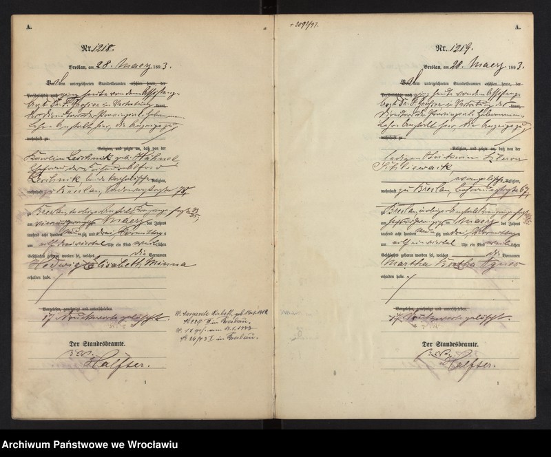 image.from.unit.number "Geburts-Haupt-Register Breslau II 1893 Band 4"