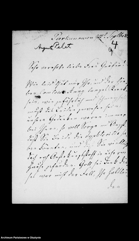 image.from.unit.number "/Agnes, Auguste, Clara, Ella, M. Pelet, Ella v. Stein, M. Pelet u. v. Wuthenow an Anna Gfin Lehndorff geb. Hahn/"