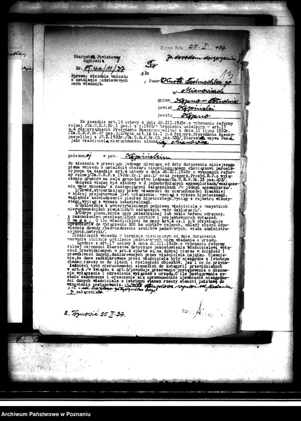 Obraz 18 z jednostki "Majątek Mianowice wyłączenie z art. 4,5 ustawy o reformie rolnej Paweł Tschuschke - spadkobierca"