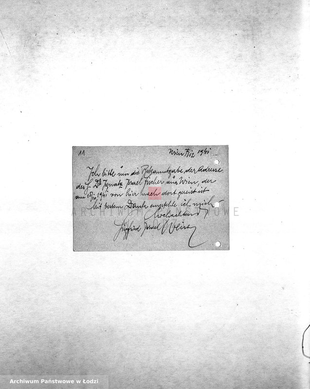 Obraz 13 z jednostki "[Korespondencja z osobami w różnych krajach w sprawie informacji o Żydach zamieszkałych w getcie łódzkim, wsiedlonych z Wiednia]"