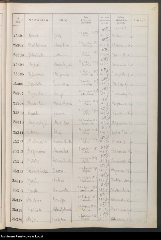 image.from.unit.number "Ewidencja dowodów osobistych wydanych przez Zarząd gminy Łódź od nr 25001 do 30000"