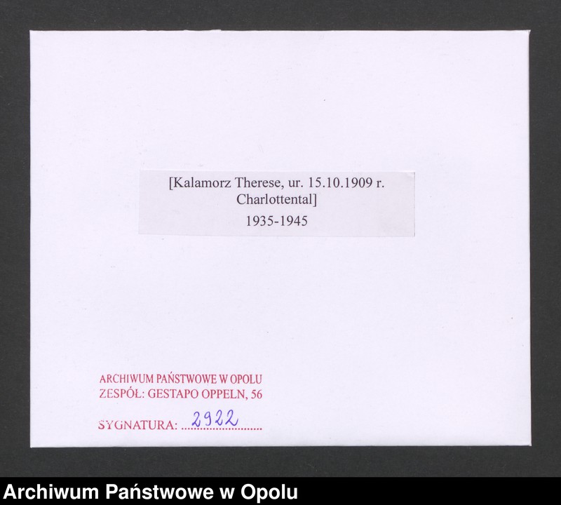 Obraz 2 z jednostki "[Kalamorz Therese, ur. 15.10.1909 r. Charlottental]"