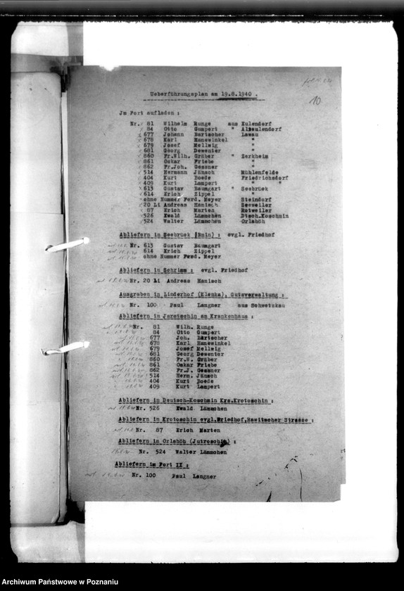 Obraz 14 z jednostki "Überführungspläne. Schriftwechsel betr. Überführungen. Band II"