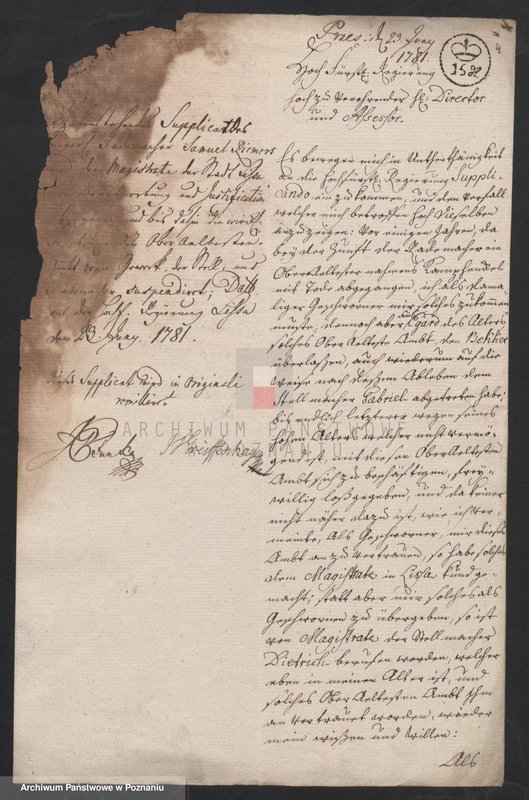 image.from.unit.number "Spec. Prośby kołodziejów skierowane do władz miejskich Leszna o rozstrzygnięcie sporów; język niemiecki"