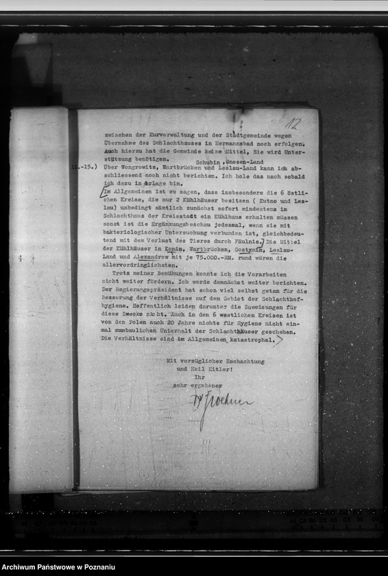 Obraz 16 z jednostki "Schlachthöfe - frische Fleisch. Tuberkulosenschutzanordnung. Wirtschaftliche Unternehmungen im Kreise Schieratz. Krankenhaus zu Gnesen. Ausbau des Schlachthofes Posen."
