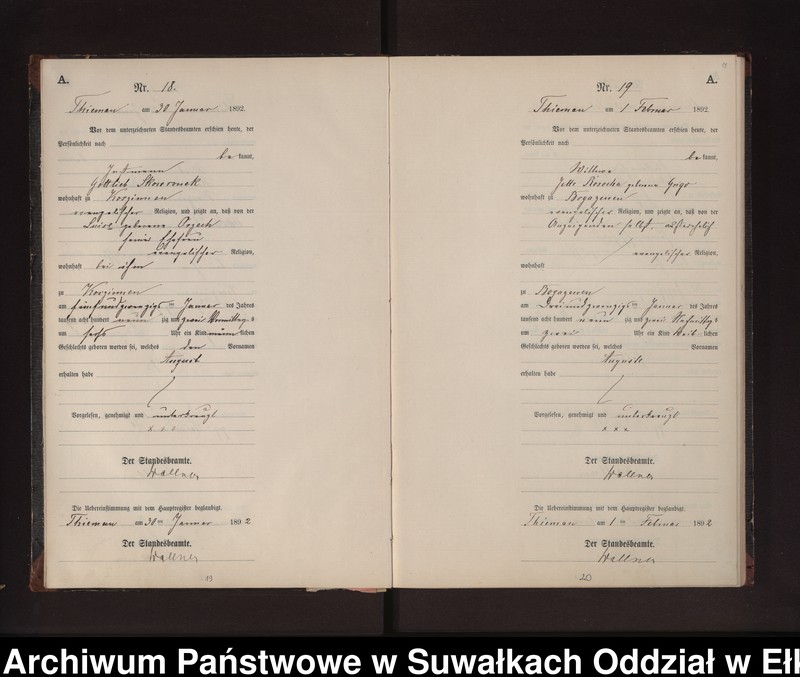 image.from.unit.number "Geburts-Neben-Register des Preussischen Standes-Amtes Rydzewen Kreis Loetzen"