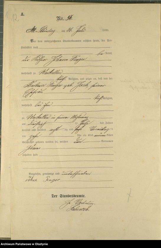 image.from.unit.number "Geburts-Haupt-Register Tom I,Nr 45 - 60"