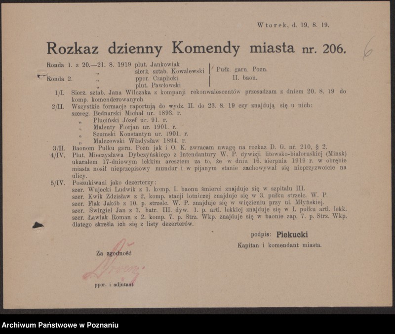 Obraz 8 z jednostki "/Rozkazy Komendy Miasta Poznania/, nr 201-339."