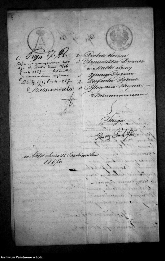 Obraz 9 z jednostki "Akta tyczące się ustanowienia opieki nad nieletnimi Adolfem, Juliuszem i Karoliną rodzeństwem Poleka po zmarłej Rozalii z Dyznerów Polewce"