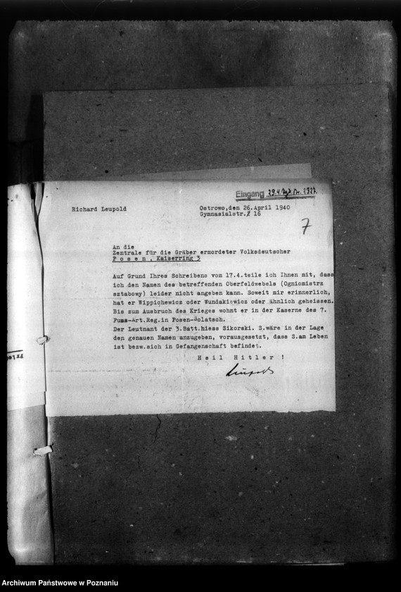 Obraz 10 z jednostki "Korespondencja w sprawie miejscowych Niemców, którzy zginęli w 1939 roku"