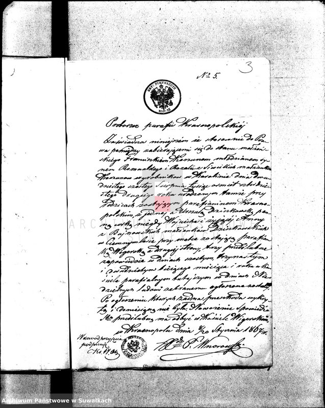 image.from.unit.number "Anneksa do Akt Zaślubionych Parafii Wigierskiej z Roku 1867."
