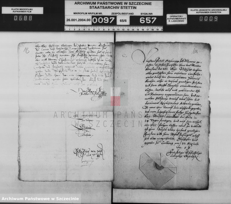 Obraz 10 z jednostki "Paul v. Glasenapp zu Pollnow und Manow / Martin v. Kleist zu Dargen: Bürgschaftsschuld [für Joachim v. Puttkamer zu Poberow]."