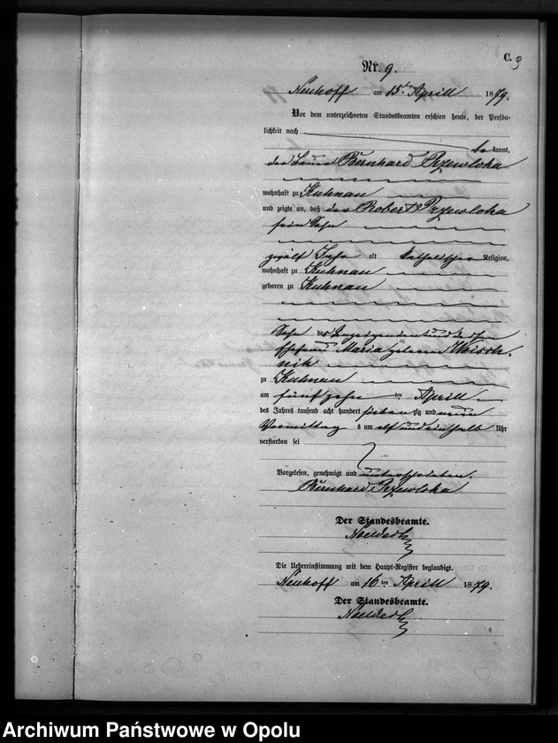 Obraz 12 z jednostki "Sterbe-Neben-Register Standesamts Kuhnau pro 1879"