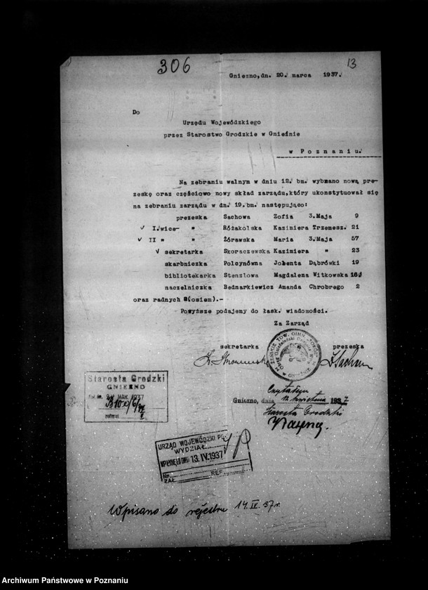 Obraz 17 z jednostki "/Żeńskie Towarzystwo Gimnastyczne Sokół w Gnieźnie - rejestracja/"