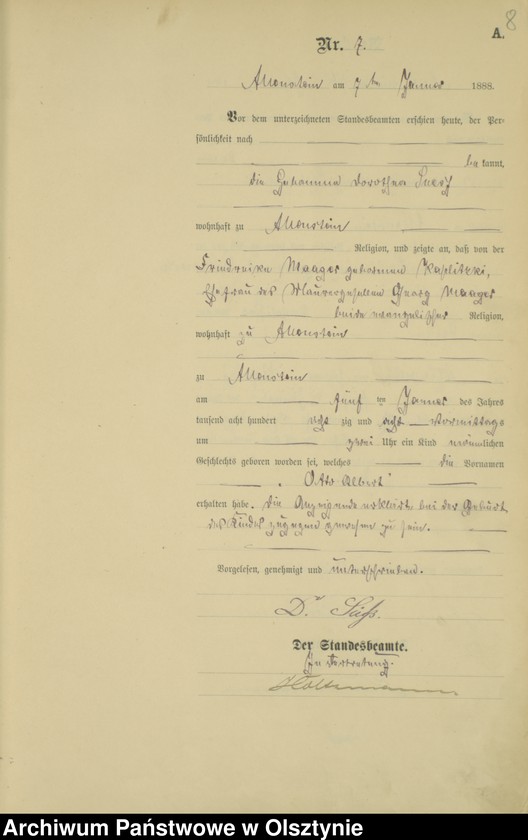 image.from.unit.number "Geburts-Haupt-Register Tom I,Nr 1 - 400"