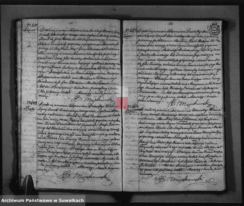 Obraz 19 z jednostki "Duplikat do zapisywania Aktów Urodzonych Zaślubionych i Zmarłych w Parafii Filipowskiey na rok 1848-my"
