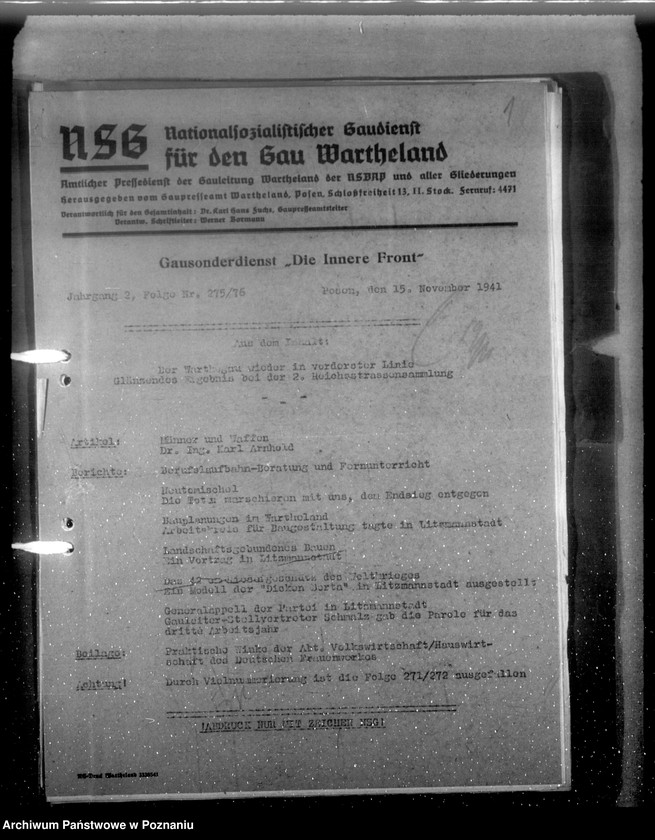 Obraz 5 z jednostki "Gausonderdienst - Die innere Front"