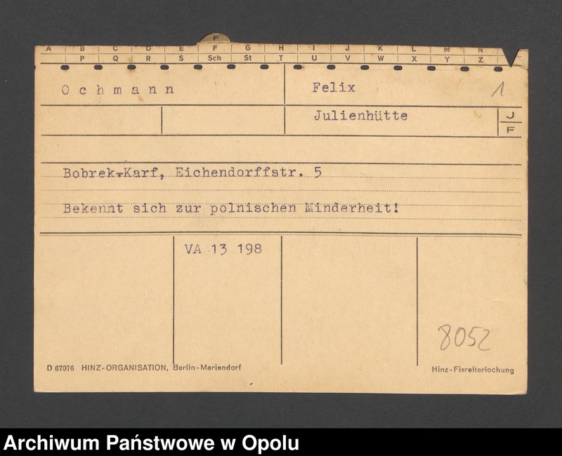 Obraz 3 z jednostki "[Ochmann Felix, zam. Bobrek-Karf]"