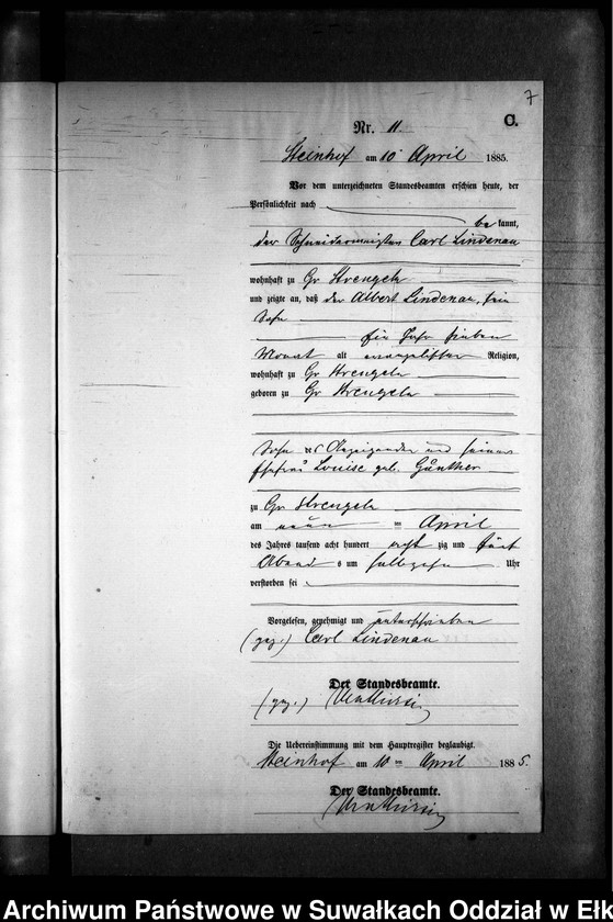 image.from.unit.number "Sterbe-Neben-Register des Preussischen Standes-Amtes Gr. Strengeln Kreis Angerburg"