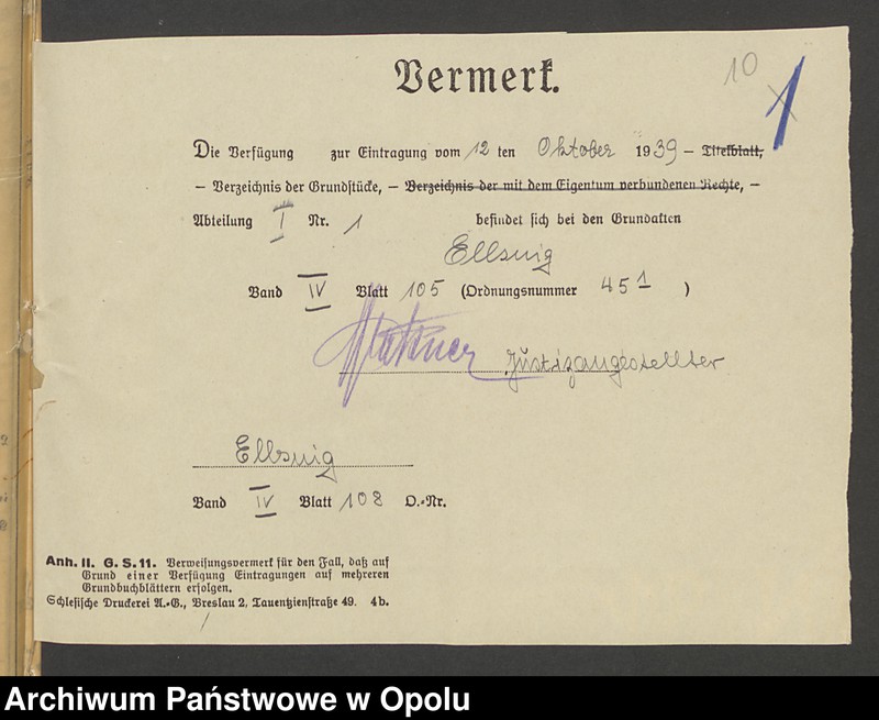 image.from.unit.number "Grundakten für Band IV Blatt 108 des Grundbuchs von Ellsnig Luise Reimann"