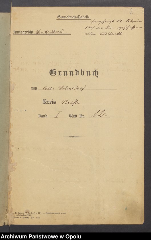 image.from.unit.number "Grundacten für Band I Blatt 12 des Grundbuchs von Alt Wilmsdorf Eigentümer: Richard Losse"