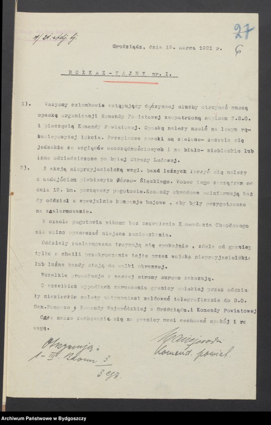 image.from.unit.number "[Rozkazy zwykłe i tajne Powiatowej Komendy Zachodniej Straży Obywatelskiej na powiat Grudziądz-Wieś, wykaz zasłużonych członków ZSO proponowanych do odznaczenia dyplomami pamiątkowymi, karty ewidencji członków]"