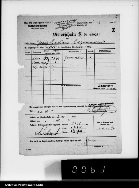 Obraz 9 z jednostki "Lebensmitteleinkauf. Aufträge, [Lieferscheinen und Rechnungen] 18111-18170"