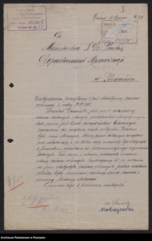 Obraz 5 z jednostki "[Rozporządzenia, pisma okólne i korespondencja w sprawie ewidencji zapasów zboża i statystyki zasiewów]"